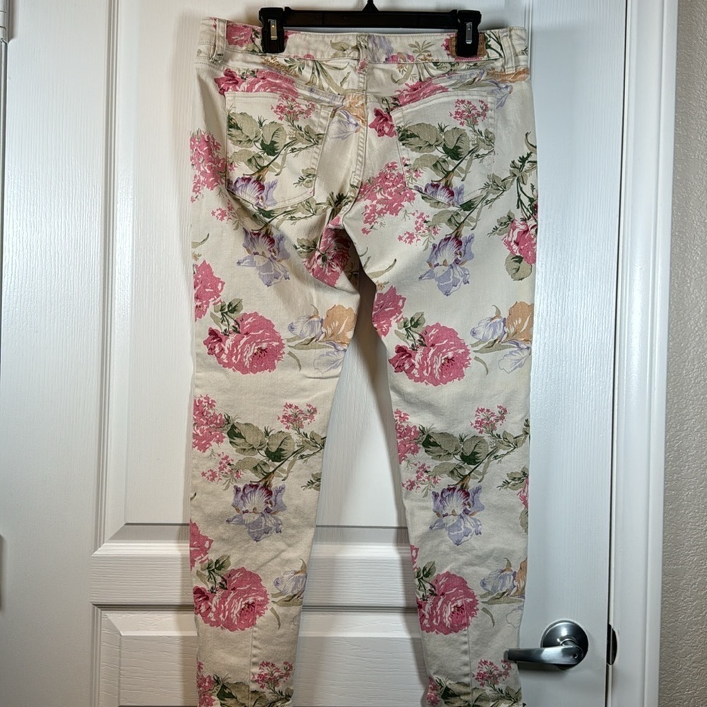 Ralph Lauren Denim & Supply Floral Cream Denim Ankle Zip Jeans Size 32 EUC #0117 - Picture 8 of 9